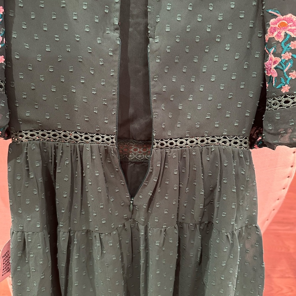 Asos Petite High neck embroidered mini Dress - Picture 9 of 14